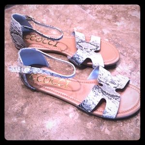 New faux snakeskin sandal